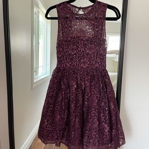 Alice + Olivia Plum Lace Cocktail Dress